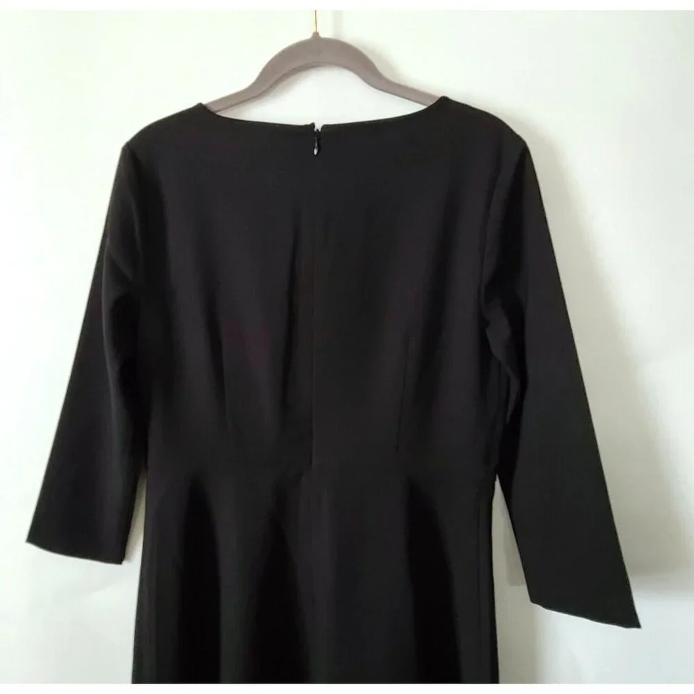 Talbots Fit & Flare LBD Dress 3/4 Sleeve Dress Sz 4 Black Zip Dressy NWT $149 - Picture 5 of 10